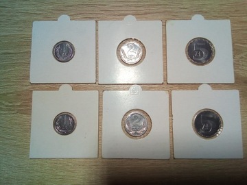 Monety 1,2,5, zł z  lat 1989. 1990.
