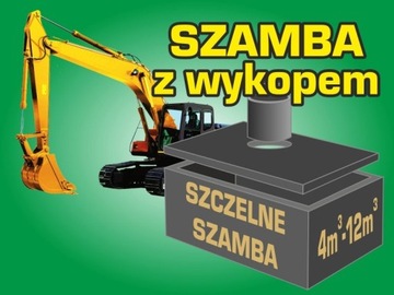 Szambo szamba betonowe z wykopem koparką kompleks