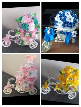 Ozdoba osłonka rowerek z kwiatami prezent dekor