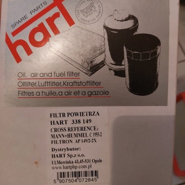 Filtr Powietrza Hart 338 149