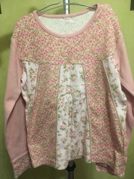 Różowa bawełniana bluzka w kwiatki H&M 146 cm