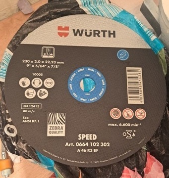 Wurth Tarcza tnąca Speed do stali 230x2.0x22.23mm