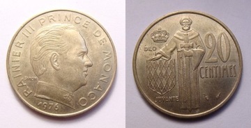 Monako 20 centimes 1976 r.