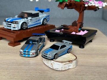 Zestaw Nissan Skyline R34 Szybcy i wściekli + drzewko Bonsai Lego 