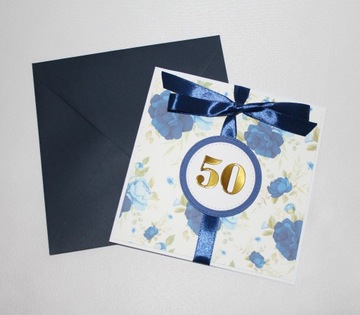 Kartka na 50 urodziny / rocznicę ślubu niebieska