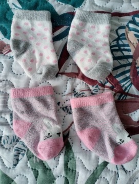 Skarpetki niemowlęce bawełniane 0-3 m róż 2 pary