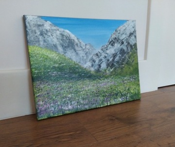 Obraz gory i łąka 40x30 cm