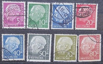 Niemcy RFN 1954r. kasowane 8 szt