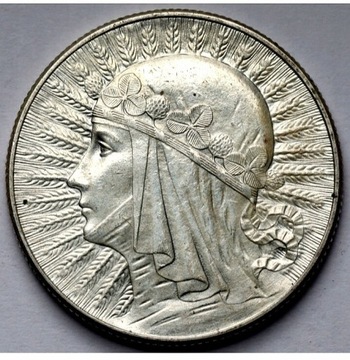 Moneta obiegowa II RP głowa kobiety 5zł1933r