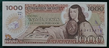 Meksyk banknot 1000 pesos 1985 rok stan unc 