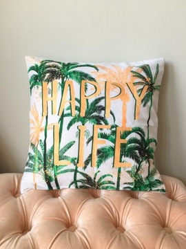 Poszewka na poduszkę różowa 45x45 Palmy Happy Life