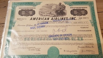 Obligacja American Airlines - $1000, 1977 - błąd