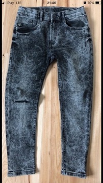 Zara Kids szare marmurkowe jeansy rurki 134