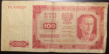 Banknot 100,- zł. seria FG z 1 lipca 1948 r.