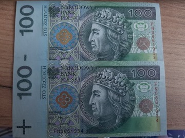 Dwa banknoty 100zł z 1994