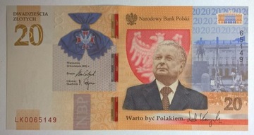 20 zł Lech Kaczyński 2021 UNC