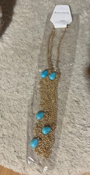 Łańcuszek Fashion Jewelry z turkusowymi kamieniami