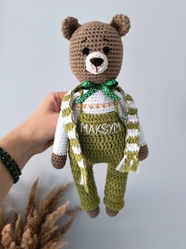 Miś maskotka na szydełku z bawełny amigurumi 