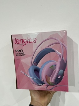 Pro gaming headset damskie różowe słuchawki gamingowe led mikrofon sluchawk