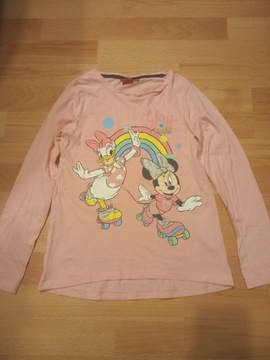 Bawełniana jasno różowa bluzka koszulka, 9 lat, 134cm, Disney