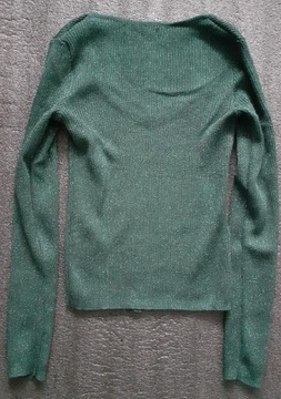 Ciemnozielony, brokatowy sweterek SINSAY 34/XS