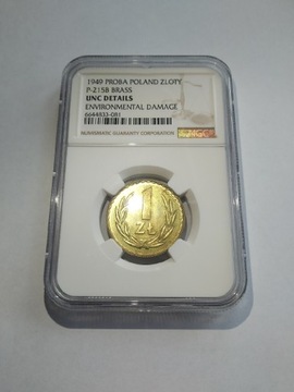 1 złoty 1949 próba MOSIĄDZ 33sztuki NGC nie nikiel