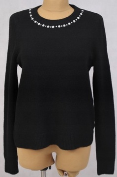 H&M zdobiony miękki sweterek czerń 40