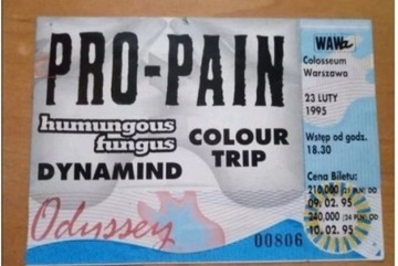 Bilet z koncertu Pro-Pain 1995