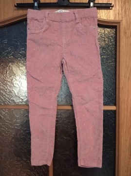 Jeansowe dziewczęce spodnie w serduszka - denim