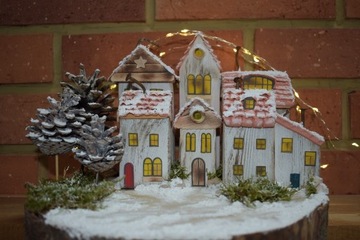 Rękodzieło , Handmade - domki , Miasteczko zimowe.
