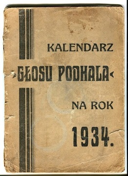 Kalendarz Głosu Podhala na rok 1934