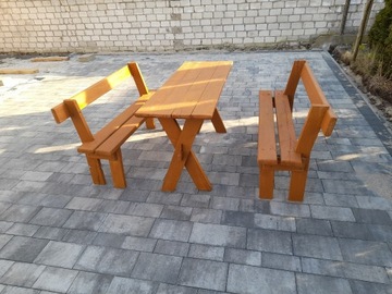 zestaw komplet mebli ogrodowych drewnianych stół