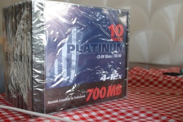 Tanio! 10 sztuk pudełkach, Platinum CD-RW 4-12x