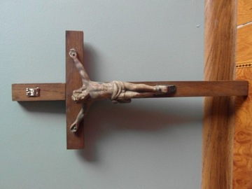 Stary Drewniany Krzyż Krzyżyk z Jezusem