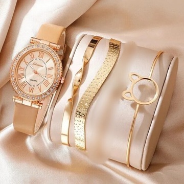 Zestaw biżuterii komplet bransoletki zegarek 