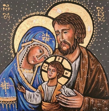 Obraz Świętej Rodziny malowany na płótnie 