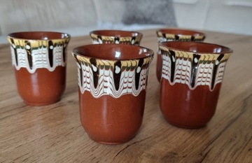 Filiżanki Prl vintage ceramiczne gliniane 5 sztuk