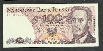 100 zł 1986 seria SH- UNC