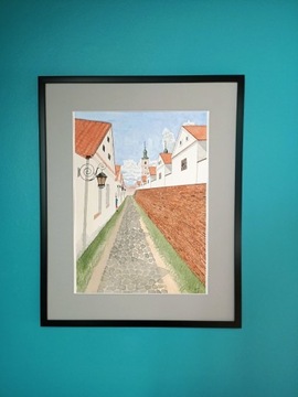 Klasztor w Wigrach - obraz akwarela pejzaż