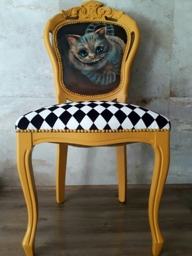 recznie malowane krzeslo kot alicja prezent