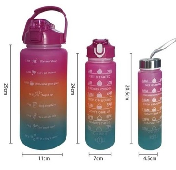 Bidon na wodę zestaw 3 sztuk 2l 900 ml 300 ml