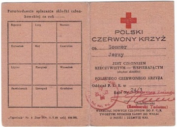 Polski Czerwony Krzyż - Legitymacja Oddz. Warszawa