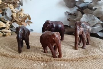 Mała drewniana figurka słonia, ręcznie wykonane
