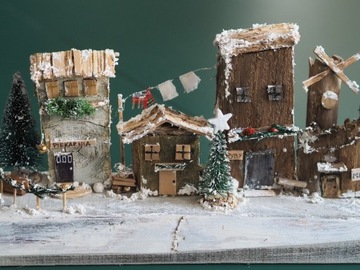 Drewniana dekoracja Zimowa wioska ŚWIĄTECZNA  