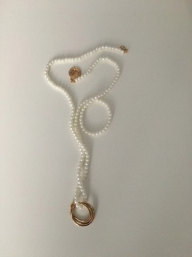 Wisiorek naszyjnik perłowy zawijany z monetą