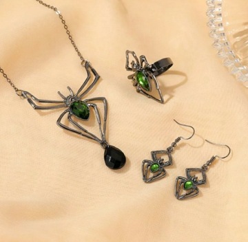 Komplet biżuterii pająk gotycki 