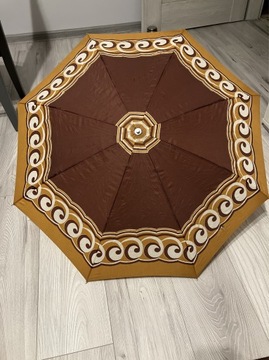 parasol vintage PRL / ddr piekny wzorzysty brązowy