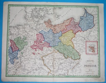 1858 włoska MAPA Prusy ŚLĄSK GDAŃSK WROCŁAW POZNAŃ