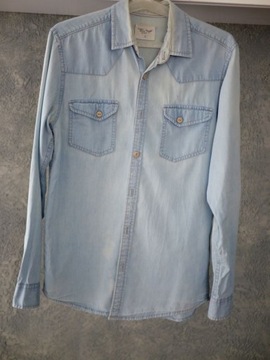 Błękitna jeansowa koszula, męska, s, C.W.State