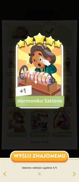 Monopoly GO Naklejka Karta "Harmonika Szklana"set 17